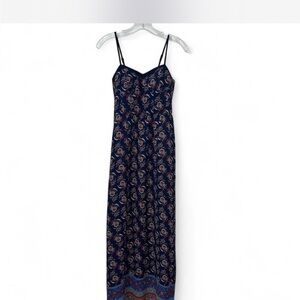 Elegant Xhilaration Navy Blue Paisley Maxi Dress